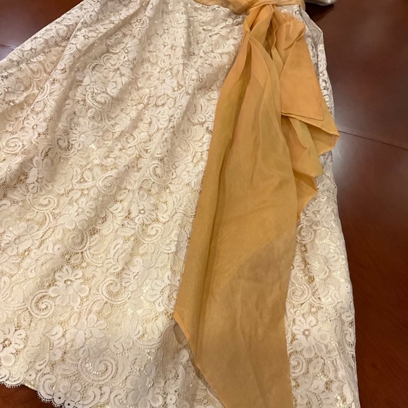 Vintage 50/60’s Champagne Lace Wiggle Dress, Cap Sleeves, Mid-Cent - Picture 5 of 5